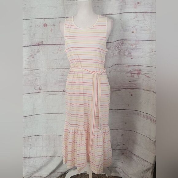 J. Crew Outlet Striped Tie Waist Dress Size Medium NWT - Picture 3 of 7
